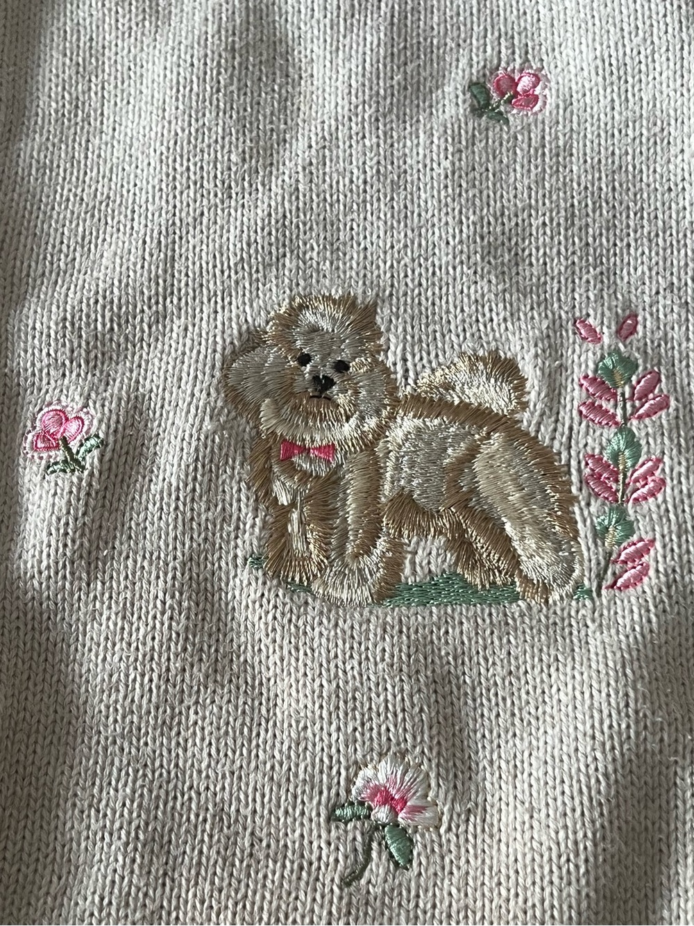 Vintage Tabi Cottagecore Embroidered Dog Cotton Sweater Vest M - Picture 7 of 12